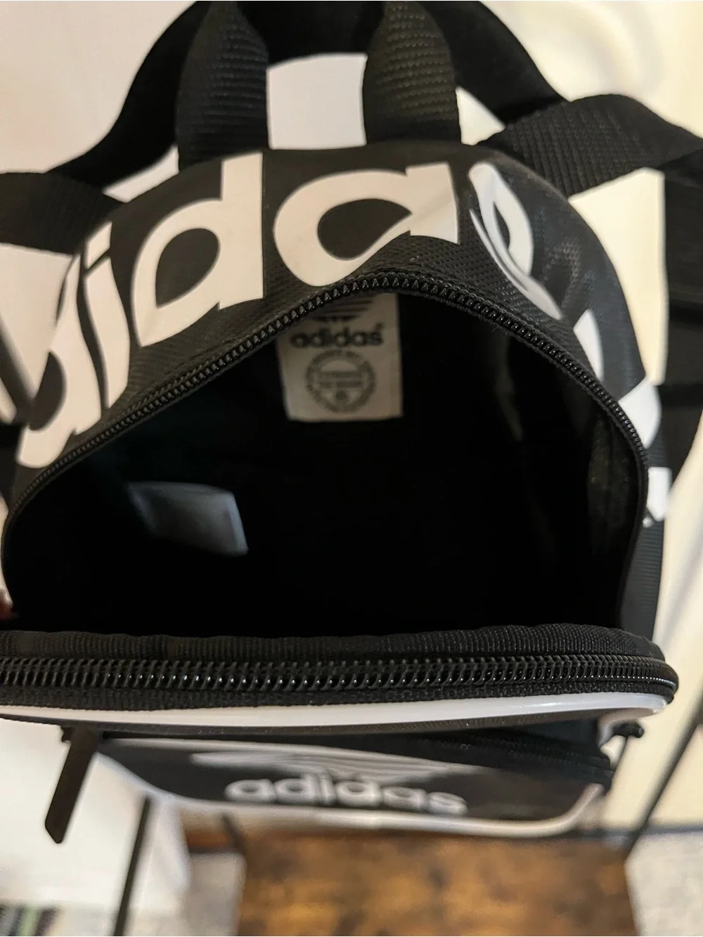 adidas Black and White Small Backpack with Bold Logo - Picture 4 of 6